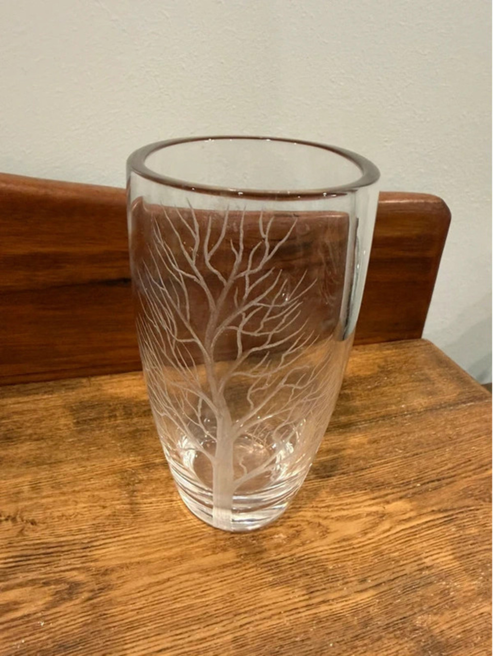 Vintage Kosta Boda Sweden Etched Squirrel Tree Glass Vase